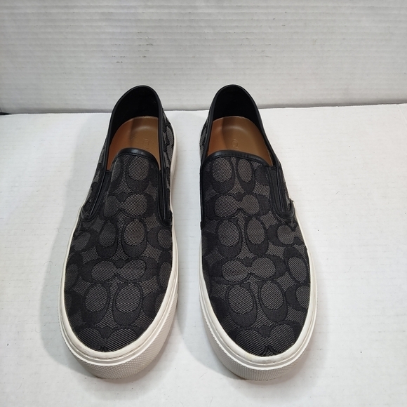 COACH Slip On Skate Sneaker Black Signature Jacquard Sz 8 8B - Picture 6 of 12